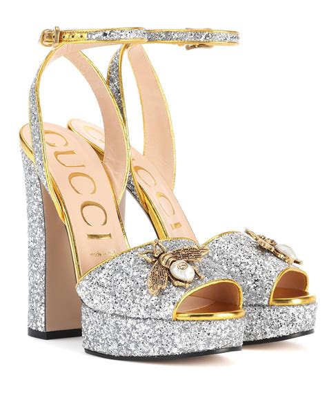 gucci embellished plateau glitter pumps|Gucci Heels for Women .